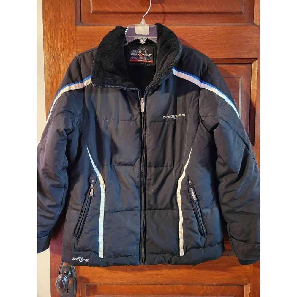 ZeroXposur MEDIUM Women's Black and white ski jacket Slim Style Plush Embroidere